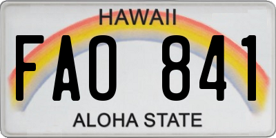 HI license plate FAO841