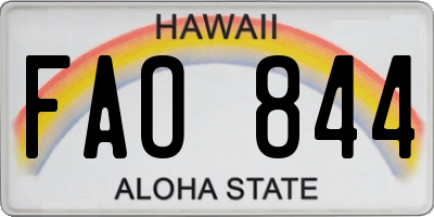 HI license plate FAO844