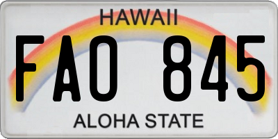 HI license plate FAO845