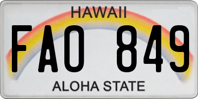 HI license plate FAO849
