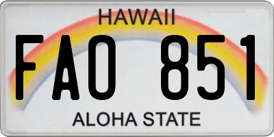 HI license plate FAO851