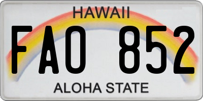 HI license plate FAO852