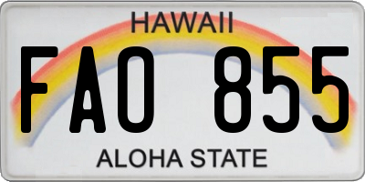 HI license plate FAO855