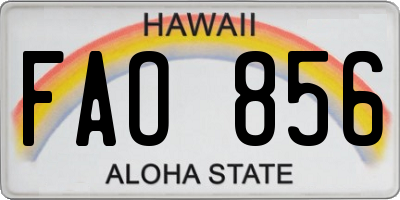 HI license plate FAO856