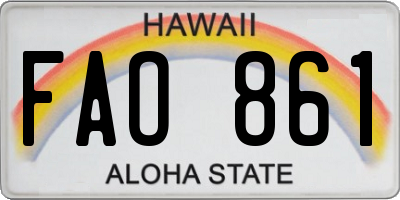 HI license plate FAO861