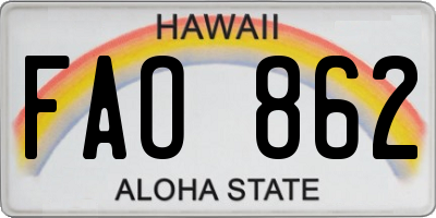HI license plate FAO862