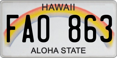 HI license plate FAO863