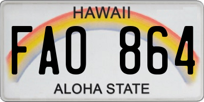HI license plate FAO864