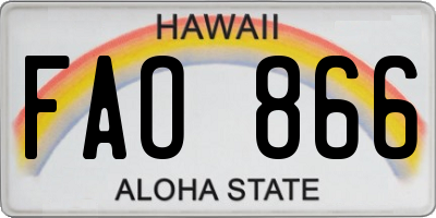 HI license plate FAO866