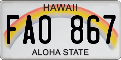HI license plate FAO867