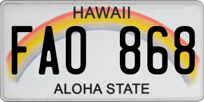 HI license plate FAO868