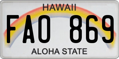 HI license plate FAO869