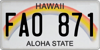 HI license plate FAO871