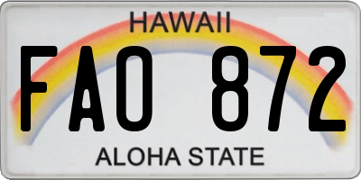 HI license plate FAO872