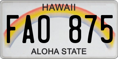HI license plate FAO875