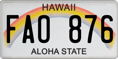 HI license plate FAO876