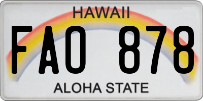 HI license plate FAO878