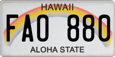 HI license plate FAO880
