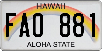 HI license plate FAO881
