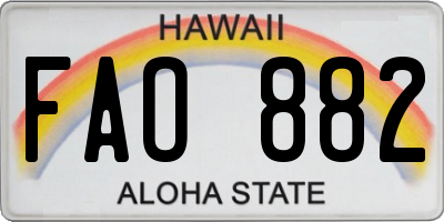 HI license plate FAO882