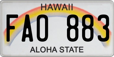 HI license plate FAO883