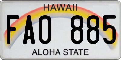 HI license plate FAO885
