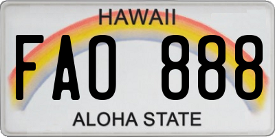 HI license plate FAO888