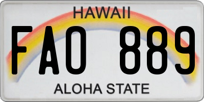 HI license plate FAO889