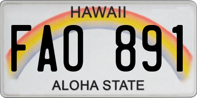 HI license plate FAO891