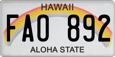 HI license plate FAO892