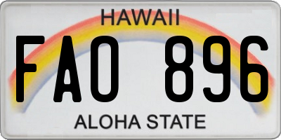 HI license plate FAO896
