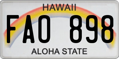 HI license plate FAO898
