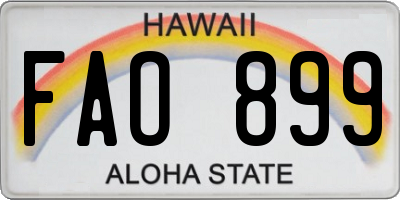 HI license plate FAO899