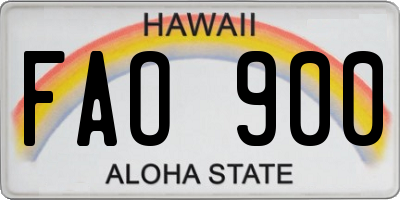 HI license plate FAO900