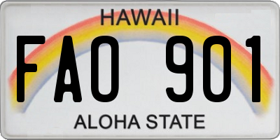 HI license plate FAO901
