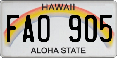 HI license plate FAO905