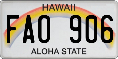 HI license plate FAO906