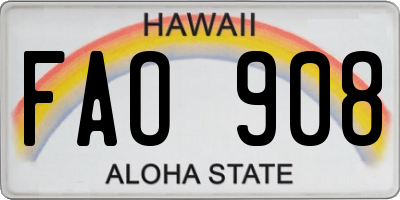 HI license plate FAO908
