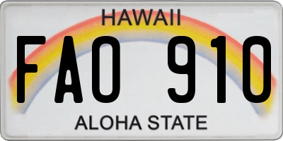 HI license plate FAO910