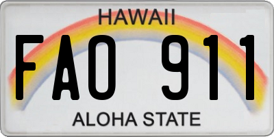 HI license plate FAO911