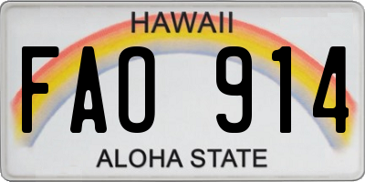 HI license plate FAO914