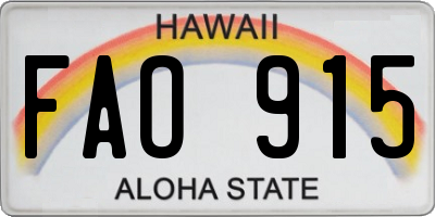 HI license plate FAO915