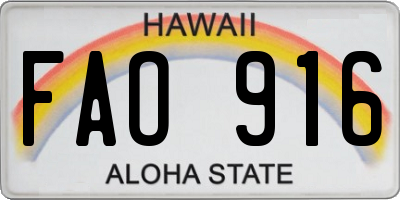 HI license plate FAO916