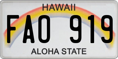 HI license plate FAO919