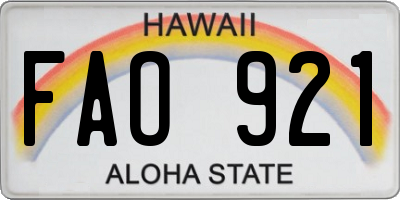 HI license plate FAO921