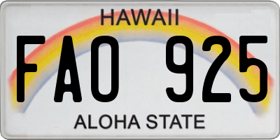 HI license plate FAO925