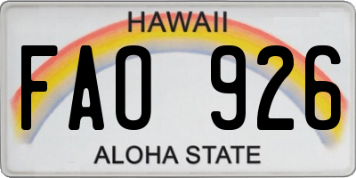 HI license plate FAO926