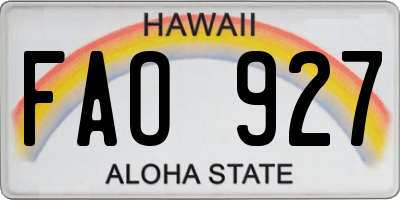 HI license plate FAO927