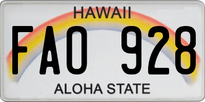 HI license plate FAO928