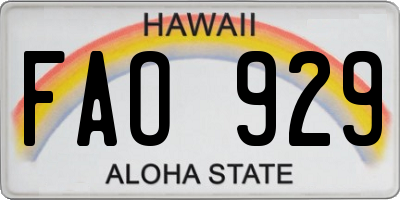 HI license plate FAO929